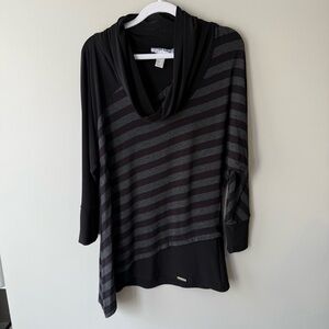 Joseph Ribkoff Black and Gray Striped Long Sleeve Top